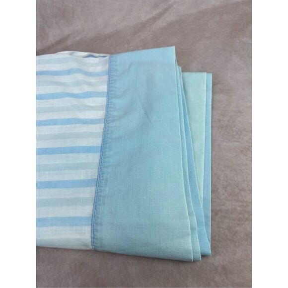 Vintage Blue Striped King Flat Sheet - Picture 6 of 7